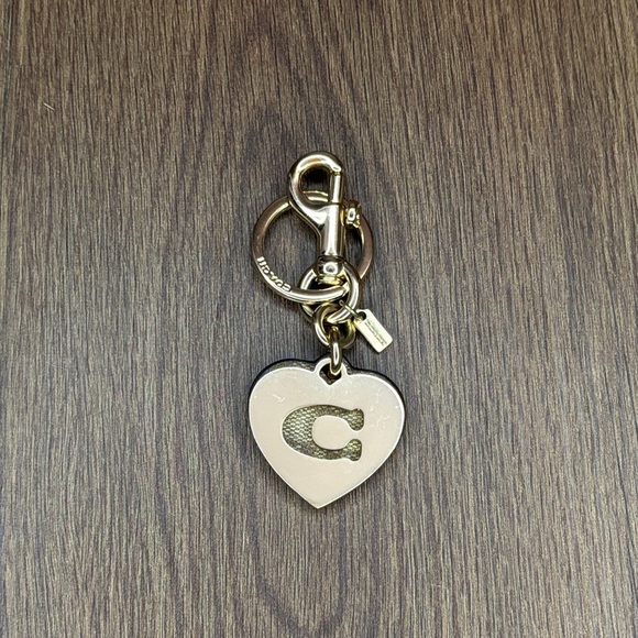 Coach Accessories - Coach 91478 Signature Heart Keychain Bag Charm Gold C Logo Y2K Vintage